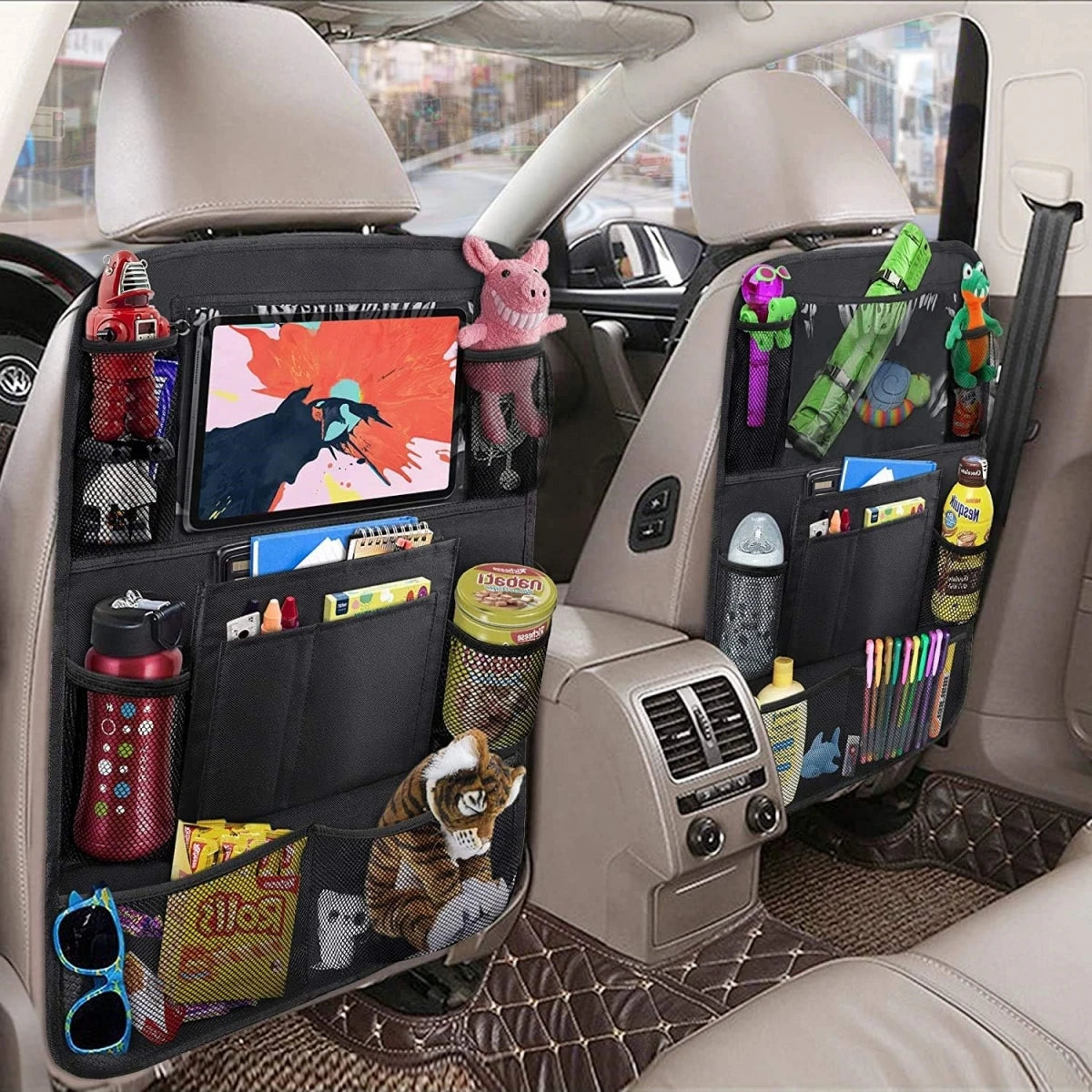 Car Seat Back Organizer 10 Storage Pockets with Touch Screen Tablet Holder Protector for Kids Children Car Accessories