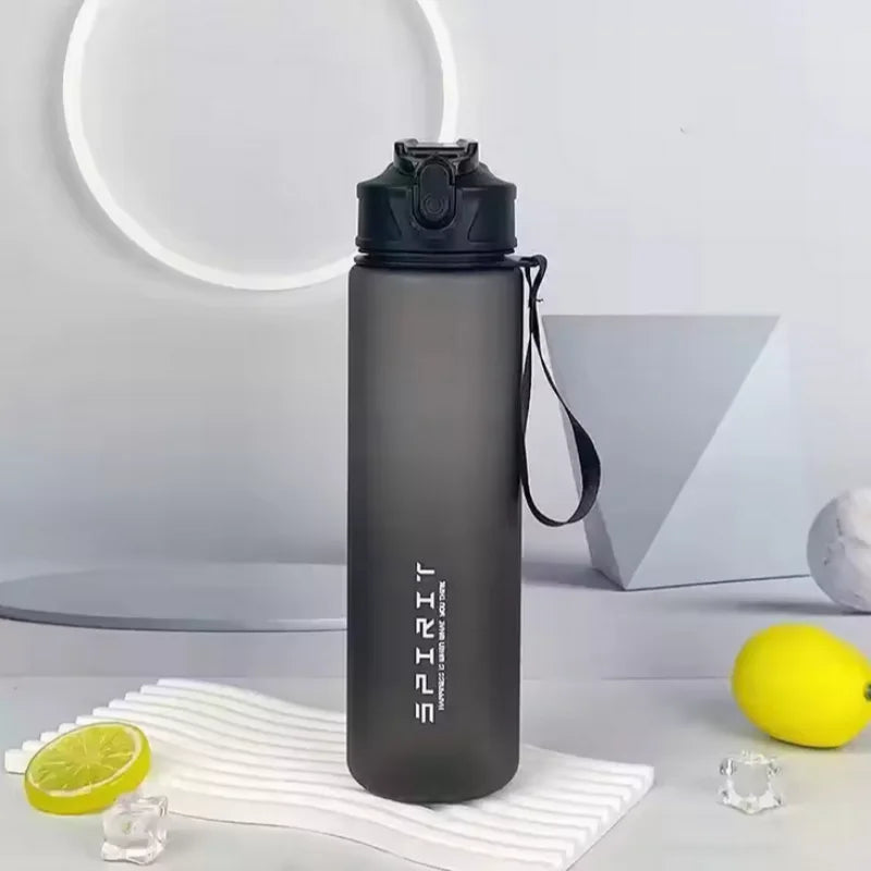 Portable Sports Water Bottle with Time Scale and Straw Leakproof Motivational Water Cup for Outdoor Fitness Camping School