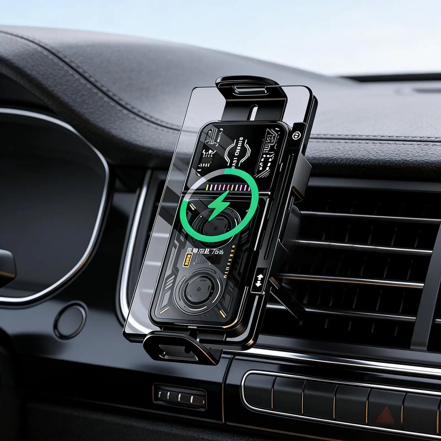 Wireless Car Charger 20W Auto Phone Clamping stand 90 Degree Rotation Car Phone Holder Charger with LED Light for car interior