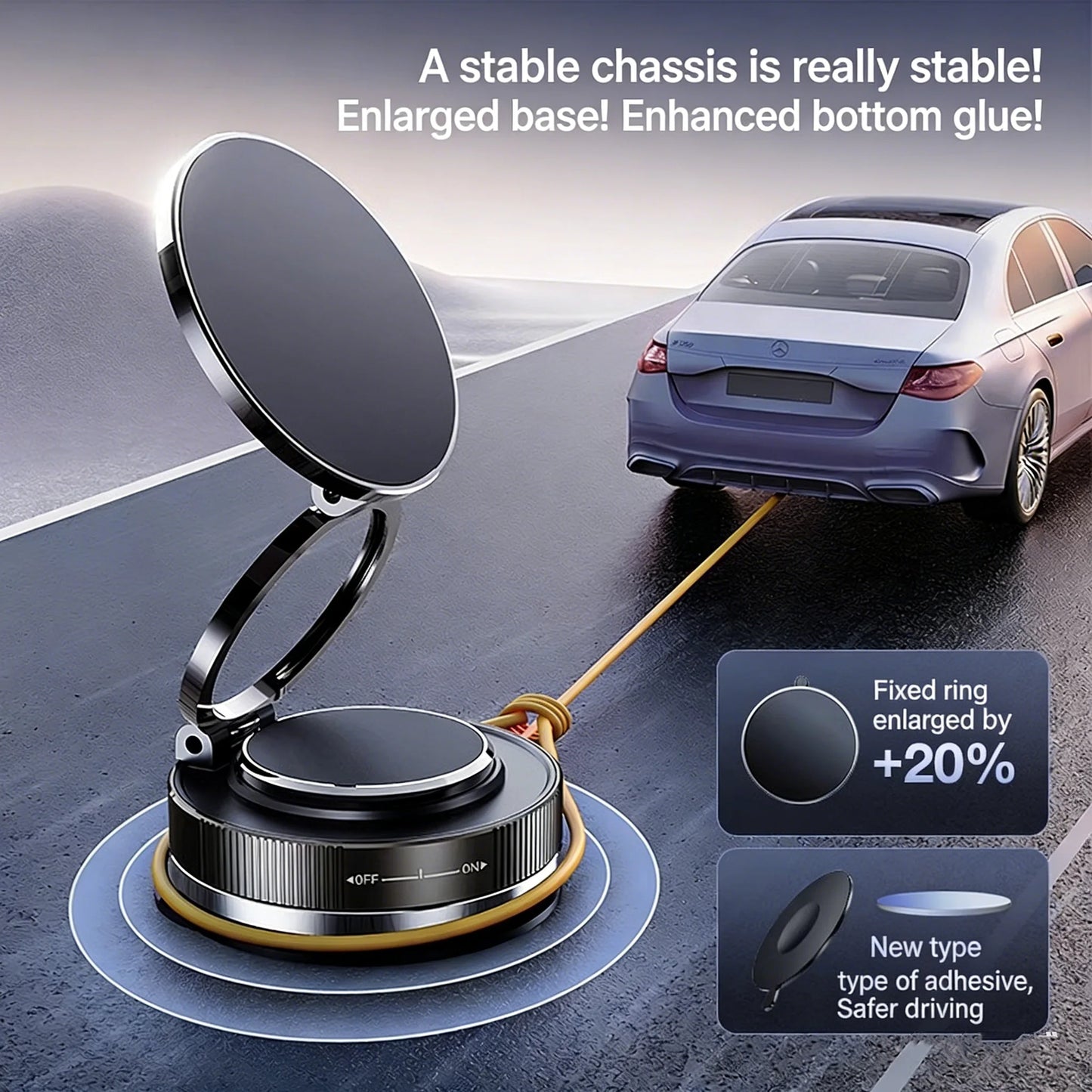 Magnetic Phone Holder for Car 360° Rotatable Foldable & Adjustable Magnetic Car Mount, Suction Cup Phone Holder for Car/Mirror