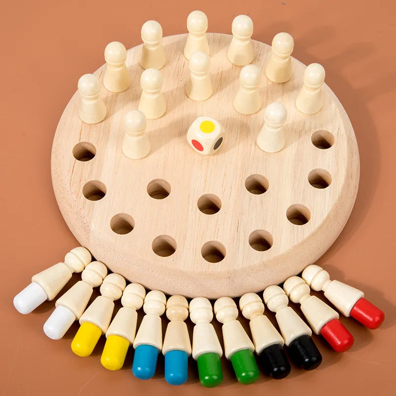 Kids Wooden Memory Match Stick Chess Fun Color Game Board Puzzles Educational Toy Montessori Cognitive Learning Toy For Children