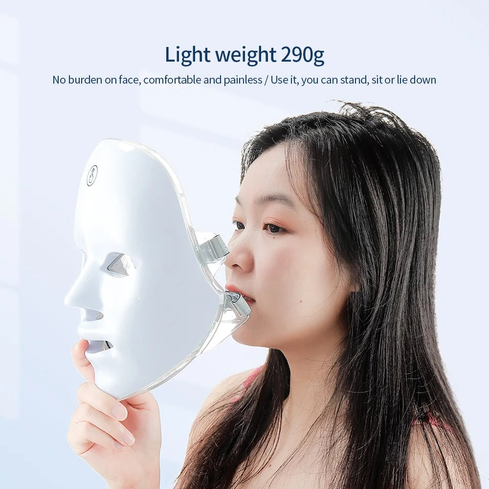 7 Colors LED Face Mask Beauty Machine Neck Part Mask LED Photon Facial Mask Repaired Skin Anti Aging Skin Rejuvenation Tool